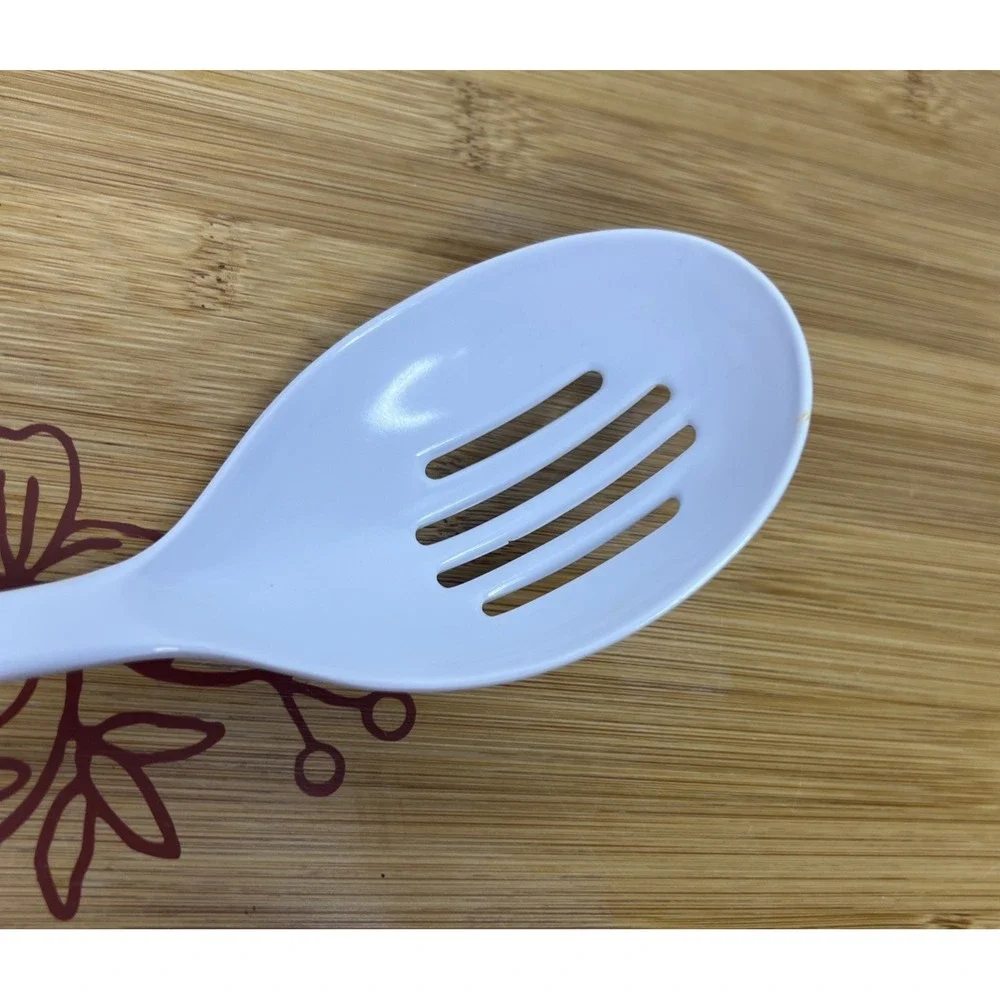 Melamine‎ White Slotted Serving Spoon JP-636  Vintage- 11.5 inches